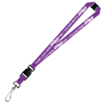 Aquarius Ribbed Lanyard Budget Screen Printed 1 Colour 1 Side Swivel Hook Breakaway and Quick Release - 20mm Polyester, Purple (LABSHBAQR-20-PUR_EZI)