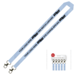Aquarius Ribbed Lanyard Budget Screen Printed 1 Colour 1 Side Double Carabiner and Breakaway - 15mm Polyester, PMS Colour Matched (LABDCBA-15-PMS_EZI)