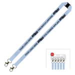 Aquarius Ribbed Lanyard Budget Screen Printed 1 Colour 1 Side Double Carabiner and Breakaway - 20mm Polyester, PMS Colour Matched (LABDCBA-20-PMS_EZI)
