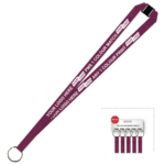 Aquarius Ribbed Lanyard Budget Screen Printed 1 Colour 1 Side Keyring and Breakaway - 15mm Polyester, Burgundy (LABKRBA-15-BUR_EZI)