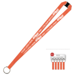 Aquarius Ribbed Lanyard Budget Screen Printed 1 Colour 1 Side Keyring and Breakaway - 15mm Polyester, Fluro Orange (LABKRBA-15-FORG_EZI)