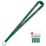 Aquarius Ribbed Lanyard Budget Screen Printed 1 Colour 1 Side Keyring and Breakaway - 15mm Polyester, Green (LABKRBA-15-GRN_EZI)