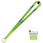 Aquarius Ribbed Lanyard Budget Screen Printed 1 Colour 1 Side Keyring and Breakaway - 15mm Polyester, Lime (LABKRBA-15-LIME_EZI)