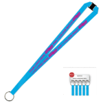 Aquarius Ribbed Lanyard Budget Screen Printed 1 Colour 1 Side Keyring and Breakaway - 15mm Polyester, Process Blue (LABKRBA-15-PBLU_EZI)