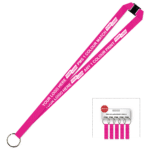 Aquarius Ribbed Lanyard Budget Screen Printed 1 Colour 1 Side Keyring and Breakaway - 15mm Polyester, Pink (LABKRBA-15-PIN_EZI)