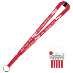 Aquarius Ribbed Lanyard Budget Screen Printed 1 Colour 1 Side Keyring and Breakaway - 15mm Polyester, Red (LABKRBA-15-RED_EZI)
