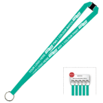 Aquarius Ribbed Lanyard Budget Screen Printed 1 Colour 1 Side Keyring and Breakaway - 15mm Polyester, Teal Green (LABKRBA-15-TEAL_EZI)