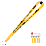 Aquarius Ribbed Lanyard Budget Screen Printed 1 Colour 1 Side Keyring and Breakaway - 15mm Polyester, Yellow (LABKRBA-15-YEL_EZI)
