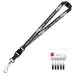 Aquarius Ribbed Lanyard Premium Screen Printed 1 Colour 1 Side Swivel Hook Breakaway and Quick Release - 15mm Polyester, Black (LAPSHBAQR-15-BLK_EZI)