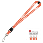 Aquarius Ribbed Lanyard Premium Screen Printed 1 Colour 1 Side Swivel Hook Breakaway and Quick Release - 15mm Polyester, Fluro Orange (LAPSHBAQR-15-FORG_EZI)