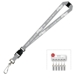 Aquarius Ribbed Lanyard Premium Screen Printed 1 Colour 1 Side Swivel Hook Breakaway and Quick Release - 15mm Polyester, Grey (LAPSHBAQR-15-GREY_EZI)