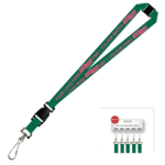 Aquarius Ribbed Lanyard Premium Screen Printed 1 Colour 1 Side Swivel Hook Breakaway and Quick Release - 15mm Polyester, Green (LAPSHBAQR-15-GRN_EZI)