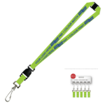 Aquarius Ribbed Lanyard Premium Screen Printed 1 Colour 1 Side Swivel Hook Breakaway and Quick Release - 15mm Polyester, Lime (LAPSHBAQR-15-LIME_EZI)