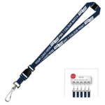 Aquarius Ribbed Lanyard Premium Screen Printed 1 Colour 1 Side Swivel Hook Breakaway and Quick Release - 15mm Polyester, Navy (LAPSHBAQR-15-NVY_EZI)