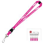 Aquarius Ribbed Lanyard Premium Screen Printed 1 Colour 1 Side Swivel Hook Breakaway and Quick Release - 15mm Polyester, Pink (LAPSHBAQR-15-PIN_EZI)