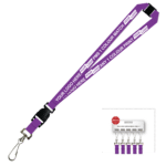 Aquarius Ribbed Lanyard Premium Screen Printed 1 Colour 1 Side Swivel Hook Breakaway and Quick Release - 15mm Polyester, Purple (LAPSHBAQR-15-PUR_EZI)