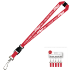 Aquarius Ribbed Lanyard Premium Screen Printed 1 Colour 1 Side Swivel Hook Breakaway and Quick Release - 15mm Polyester, Red (LAPSHBAQR-15-RED_EZI)