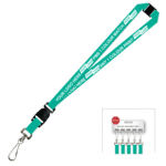 Aquarius Ribbed Lanyard Premium Screen Printed 1 Colour 1 Side Swivel Hook Breakaway and Quick Release - 15mm Polyester, Teal Green (LAPSHBAQR-15-TEAL_EZI)