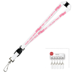 Aquarius Ribbed Lanyard Premium Screen Printed 1 Colour 1 Side Swivel Hook Breakaway and Quick Release - 15mm Polyester, White (LAPSHBAQR-15-WHI_EZI)