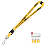 Aquarius Ribbed Lanyard Premium Screen Printed 1 Colour 1 Side Swivel Hook Breakaway and Quick Release - 15mm Polyester, Yellow (LAPSHBAQR-15-YEL_EZI)