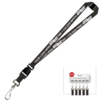 Aquarius Ribbed Lanyard Premium Screen Printed 1 Colour 1 Side Swivel Hook Breakaway and Quick Release - 20mm Polyester, Black (LAPSHBAQR-20-BLK_EZI)