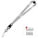 Aquarius Ribbed Lanyard Premium Screen Printed 1 Colour 1 Side Swivel Hook Breakaway and Quick Release - 20mm Polyester, Grey (LAPSHBAQR-20-GREY_EZI)