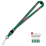 Aquarius Ribbed Lanyard Premium Screen Printed 1 Colour 1 Side Swivel Hook Breakaway and Quick Release - 20mm Polyester, Green (LAPSHBAQR-20-GRN_EZI)