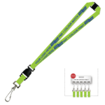 Aquarius Ribbed Lanyard Premium Screen Printed 1 Colour 1 Side Swivel Hook Breakaway and Quick Release - 20mm Polyester, Lime (LAPSHBAQR-20-LIME_EZI)