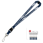 Aquarius Ribbed Lanyard Premium Screen Printed 1 Colour 1 Side Swivel Hook Breakaway and Quick Release - 20mm Polyester, Navy (LAPSHBAQR-20-NVY_EZI)