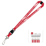 Aquarius Ribbed Lanyard Premium Screen Printed 1 Colour 1 Side Swivel Hook Breakaway and Quick Release - 25mm Polyester, Red (LAPSHBAQR-25-RED_EZI)