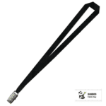 Bamboo Plain Lanyard with Alligator Clip - 15mm 100% Bamboo, Black (LBAC-15B-BLK_EZI)