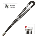 Bamboo Ribbed Lanyard Screen Printed 15mm - Alligator, Black (LBAM15-AC-BLK_EZI)