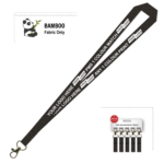 Bamboo Ribbed Lanyard Screen Printed 15mm - Carabiner, Black (LBAM15-CB-BLK_EZI)