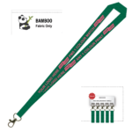 Bamboo Ribbed Lanyard Screen Printed 15mm - Carabiner, Green (LBAM15-CB-GRN_EZI)