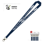 Bamboo Ribbed Lanyard Screen Printed 15mm - Carabiner, Navy (LBAM15-CB-NVY_EZI)