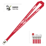 Bamboo Ribbed Lanyard Screen Printed 15mm - Carabiner, Red (LBAM15-CB-RED_EZI)