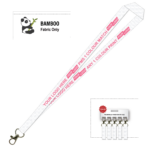 Bamboo Ribbed Lanyard Screen Printed 15mm - Carabiner, White (LBAM15-CB-WHI_EZI)