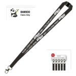 Bamboo Ribbed Lanyard Screen Printed 15mm - Carabiner and Breakaway, Black (LBAM15-CBBA-BLK_EZI)