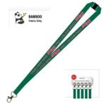 Bamboo Ribbed Lanyard Screen Printed 15mm - Carabiner and Breakaway, Green (LBAM15-CBBA-GRN_EZI)