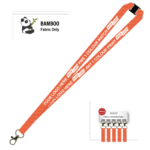 Bamboo Ribbed Lanyard Screen Printed 15mm - Carabiner and Breakaway, Orange (LBAM15-CBBA-ORG_EZI)