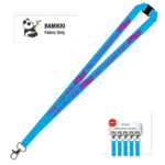 Bamboo Ribbed Lanyard Screen Printed 15mm - Carabiner and Breakaway, Process Blue (LBAM15-CBBA-PBLU_EZI)