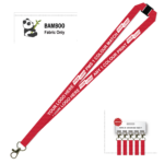 Bamboo Ribbed Lanyard Screen Printed 15mm - Carabiner and Breakaway, Red (LBAM15-CBBA-RED_EZI)
