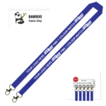 Bamboo Ribbed Lanyard Screen Printed 15mm - Double Carabiner, Royal Blue (LBAM15-DC-BLU_EZI)