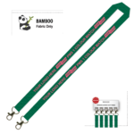 Bamboo Ribbed Lanyard Screen Printed 15mm - Double Carabiner, Green (LBAM15-DC-GRN_EZI)