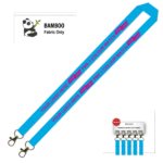 Bamboo Ribbed Lanyard Screen Printed 15mm - Double Carabiner, Process Blue (LBAM15-DC-PBLU_EZI)