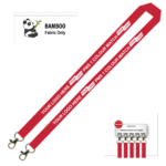 Bamboo Ribbed Lanyard Screen Printed 15mm - Double Carabiner, Red (LBAM15-DC-RED_EZI)