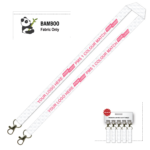 Bamboo Ribbed Lanyard Screen Printed 15mm - Double Carabiner, White (LBAM15-DC-WHI_EZI)