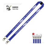 Bamboo Ribbed Lanyard Screen Printed 15mm - Double Carabiner and Breakaway, Royal Blue (LBAM15-DCBA-BLU_EZI)