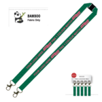 Bamboo Ribbed Lanyard Screen Printed 15mm - Double Carabiner and Breakaway, Green (LBAM15-DCBA-GRN_EZI)