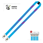 Bamboo Ribbed Lanyard Screen Printed 15mm - Double Carabiner and Breakaway, Process Blue (LBAM15-DCBA-PBLU_EZI)